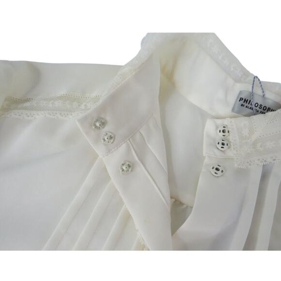 Women’s 10 Philosophy di Alberta Ferretti Ivory Pintuck Silk Blouse NWT - Picture 8 of 8